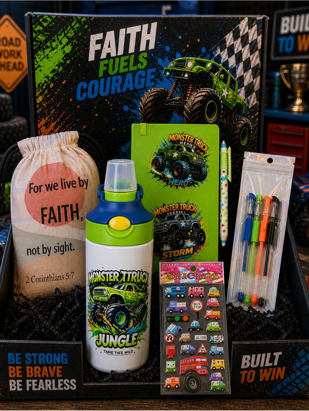 Kids Jungle Water Bottle & Stationery Gift Set - Green